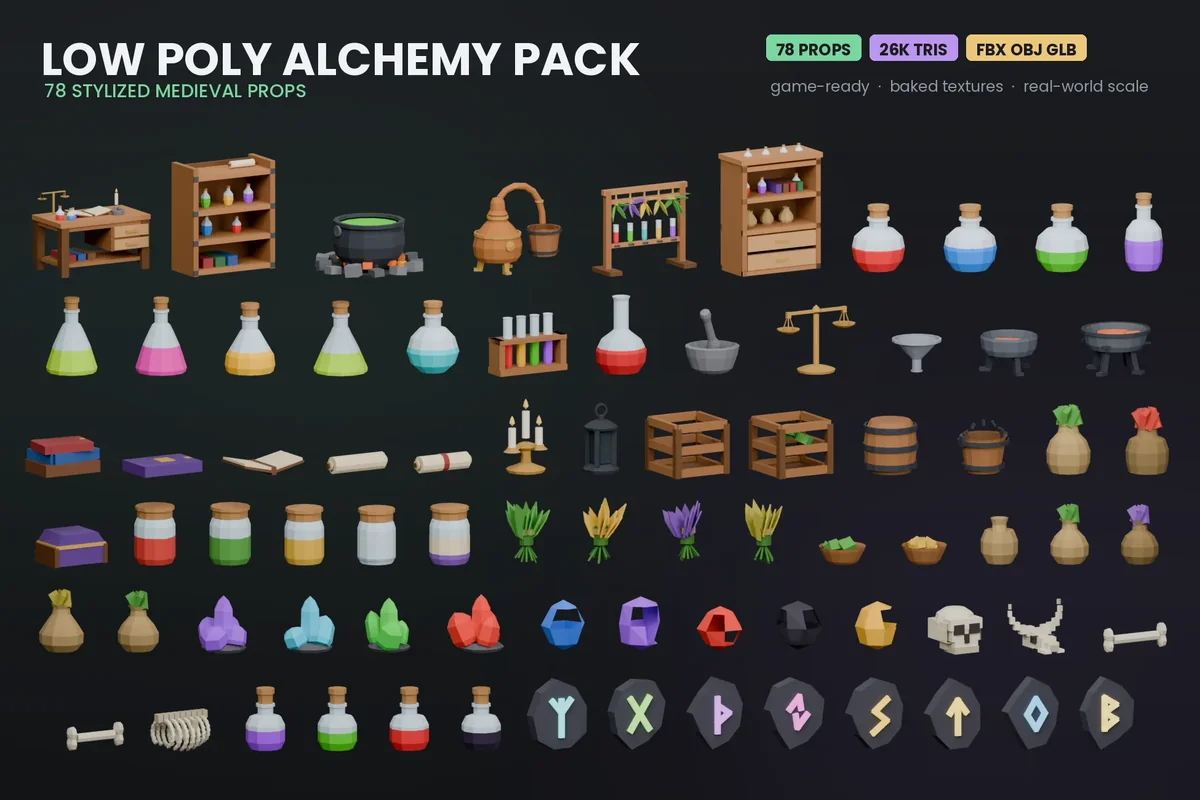 Low Poly Alchemy Pack - 3D model
