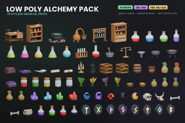 Low Poly Alchemy Pack 3D model by admine