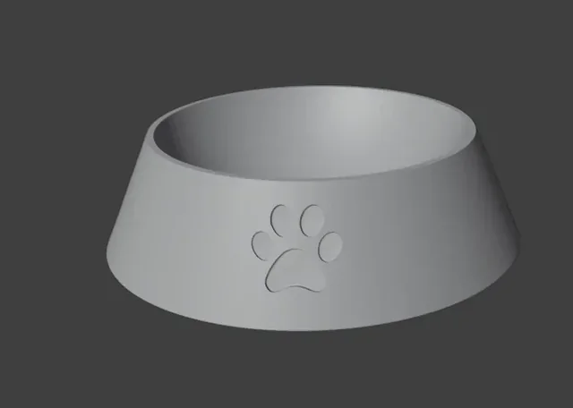 Pet Food & Water Bowl with Paw – STL 3D Model