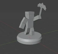 Blocky Miner Figurine with Pickaxe – 3D Printable STL - Preview image 2