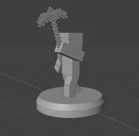 Blocky Miner Figurine with Pickaxe – 3D Printable STL - Preview image 3