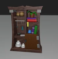 Low Poly Wooden Cabinet | Stylized Medieval Shelf | Game Ready 3D Asset - Preview image 3