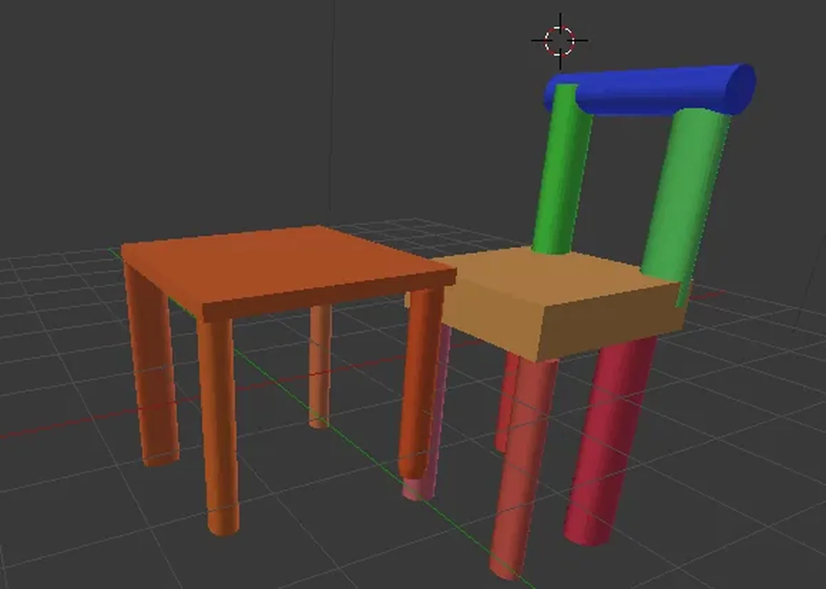 low poly chair and table - 3D model