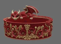 Crimson Poppy Dragon Planter STL File for 3D Print - Preview image 3