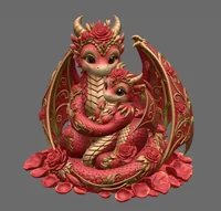 Rose Dragon Mother and Baby STL File for 3D Print - Preview image 2