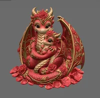 Rose Dragon Mother and Baby STL File for 3D Print - Preview image 3
