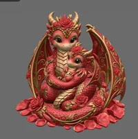 Rose Dragon Mother and Baby STL File for 3D Print - Preview image 4