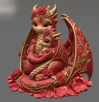 Rose Dragon Mother and Baby STL File for 3D Print - Preview image 5