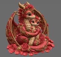 Rose Dragon Mother and Baby STL File for 3D Print - Preview image 8