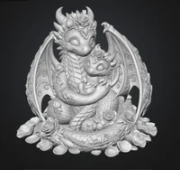 Rose Dragon Mother and Baby STL File for 3D Print - Preview image 9
