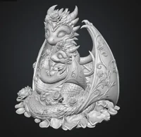 Rose Dragon Mother and Baby STL File for 3D Print - Preview image 10