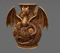 Crimson Floral Dragon Vase STL File for 3D Print - Preview image 2