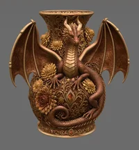Crimson Floral Dragon Vase STL File for 3D Print - Preview image 3