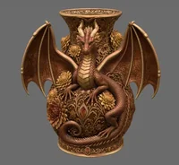 Crimson Floral Dragon Vase STL File for 3D Print - Preview image 4