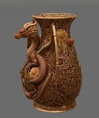 Crimson Floral Dragon Vase STL File for 3D Print - Preview image 5