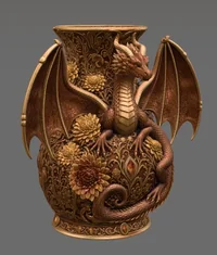 Crimson Floral Dragon Vase STL File for 3D Print - Preview image 7