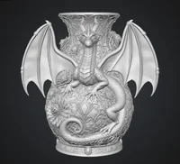 Crimson Floral Dragon Vase STL File for 3D Print - Preview image 8