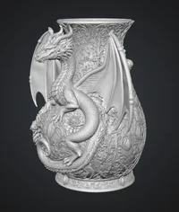 Crimson Floral Dragon Vase STL File for 3D Print - Preview image 9