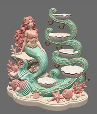 Mermaid Shell Jewelry Organizer STL File for 3D Print - Preview image 2