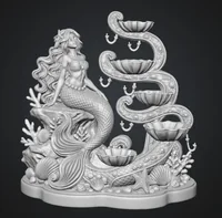 Mermaid Shell Jewelry Organizer STL File for 3D Print - Preview image 10