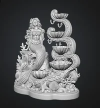 Mermaid Shell Jewelry Organizer STL File for 3D Print - Preview image 11