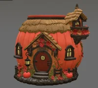 Autumn Pumpkin Cottage Planter STL File for 3D Print - Preview image 2