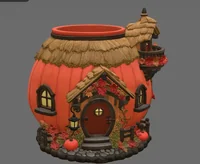 Autumn Pumpkin Cottage Planter STL File for 3D Print - Preview image 3