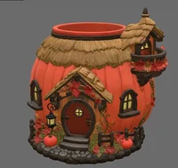 Autumn Pumpkin Cottage Planter STL File for 3D Print - Preview image 4