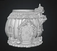 Autumn Pumpkin Cottage Planter STL File for 3D Print - Preview image 8