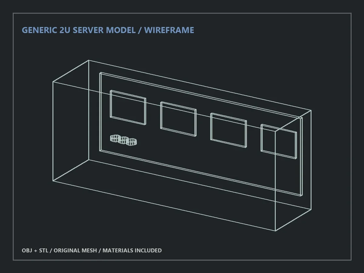 Generic 2U Server Model - 3D model
