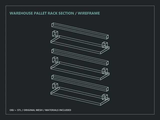 Warehouse Pallet Rack Section 3D model by quietutilitystudio