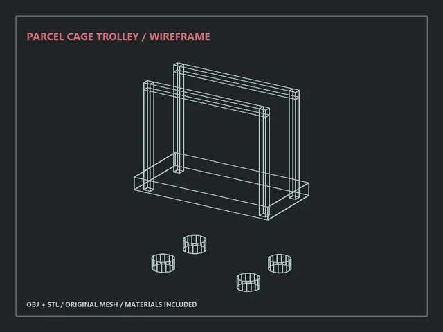 Parcel Cage Trolley 3D model by quietutilitystudio