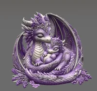 Lavender Dragon Mother and Baby STL File for 3D Print - Preview image 3