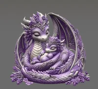 Lavender Dragon Mother and Baby STL File for 3D Print - Preview image 4