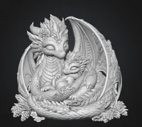 Lavender Dragon Mother and Baby STL File for 3D Print - Preview image 5