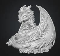 Lavender Dragon Mother and Baby STL File for 3D Print - Preview image 6
