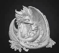 Lavender Dragon Mother and Baby STL File for 3D Print - Preview image 8