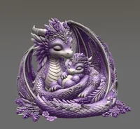 Lavender Dragon Mother and Baby STL File for 3D Print - Preview image 11