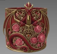 Red Floral Dragon Flower Pot STL File for 3D Print - Preview image 4