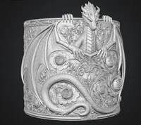 Red Floral Dragon Flower Pot STL File for 3D Print - Preview image 11