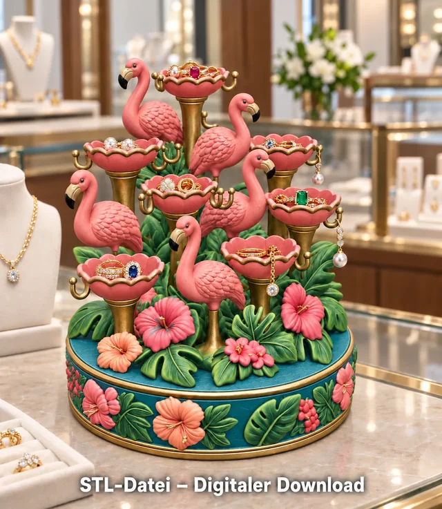 Flamingo Jewelry Organizer STL File for 3D Print 3D model by Alexandras2000