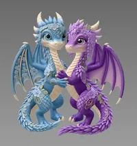 Romantic Floral Dragon Couple STL File for 3D Print - Preview image 3