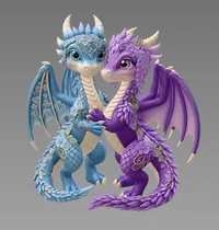 Romantic Floral Dragon Couple STL File for 3D Print - Preview image 4