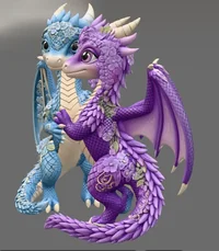 Romantic Floral Dragon Couple STL File for 3D Print - Preview image 5