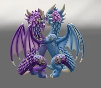 Romantic Floral Dragon Couple STL File for 3D Print - Preview image 7