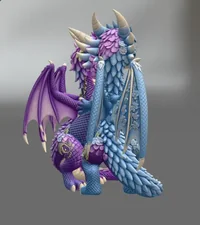 Romantic Floral Dragon Couple STL File for 3D Print - Preview image 8