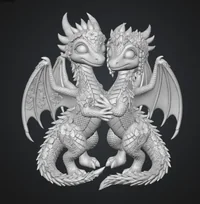 Romantic Floral Dragon Couple STL File for 3D Print - Preview image 9