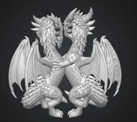 Romantic Floral Dragon Couple STL File for 3D Print - Preview image 11