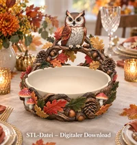 Autumn Owl Bowl Organizer STL File for 3D Print - Preview image 1