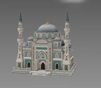 Blue Dome and Twin Minaret Architecture STL File for 3D Print - Preview image 2